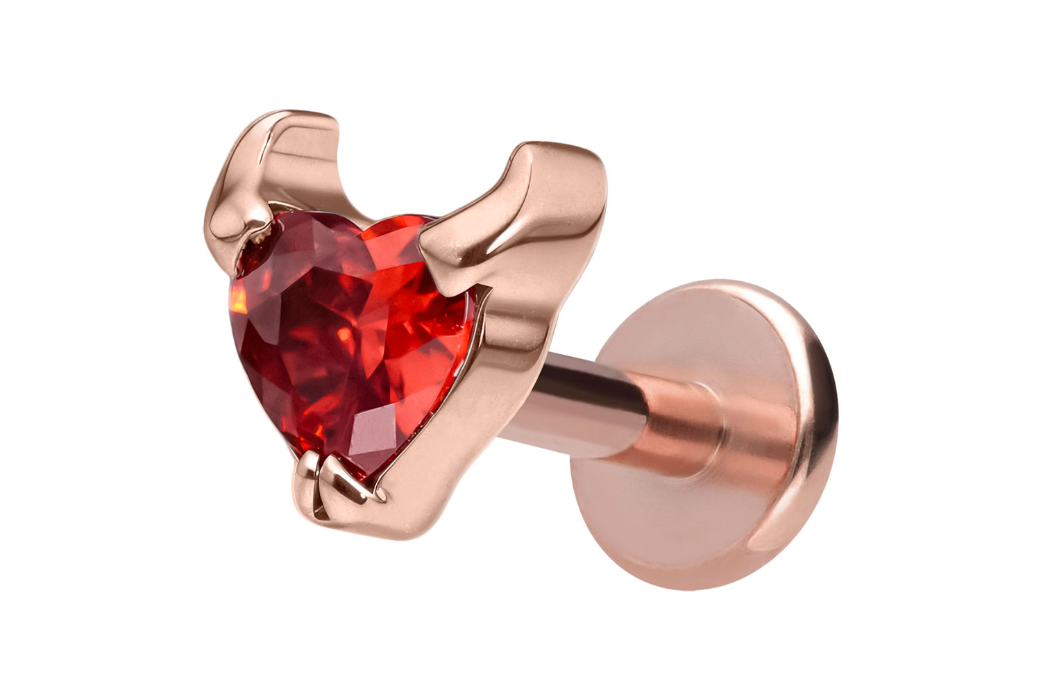 Titan Labret Piercing mit Innengewinde TEUFELSHERZ